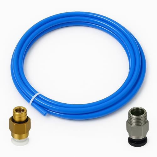 6 PCS PTFE Schlauch Blau Teflonschlauch(2 M), Teflonschlauch Für 3D Drucker 1,75 Mm Filament, Durchmesser mit 2 PC4-M6 und 2 PC4-M10Pneumatikanschlüssen, Hochtemperaturbeständig & Reibungsarm