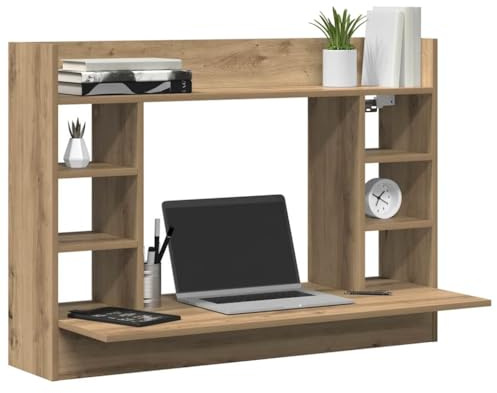 vidaXL Scrivania a Parete Rovere Artigianale Legno Multistrato, Scrivania a Muro Moderna, Tavolo da Lavoro Rettangolare, Spazio Minimalista per Ufficio