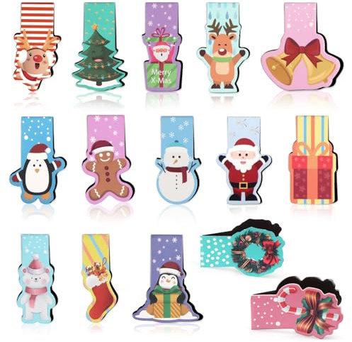 30 Stück Lesezeichen Weihnachten, Magnetische Lesezeichen Kinder, Magnetlesezeichen Weihnachtsgeschenke, Magnet Mitgebsel Weihnachten, Personalisiertes Lesezei-chen für Schüler, Schultüte Füllung