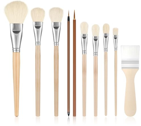 Shimmeroo 10Pcs Pottery Glaze Brushes,Paint Brushes for Acrylic Painting | Paintbrush Set Oil Painting Brush for Watercolor Oil Pottery