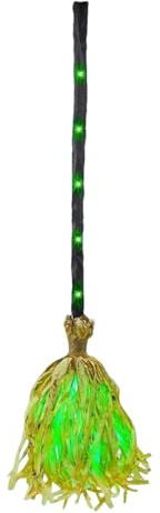 Generico Scopa Da - Addobbi Scope Halloween LED Verdi | Forniture Spaventosi Con Design Luci LED - Per Casa Giardino Porta Stanza Esterno Festa Muro Patio Interno