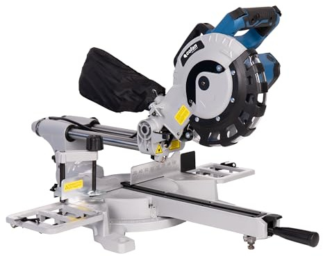 Cofan Ingletadora eléctrica con cable 1450 W Ø210 mm 5000 rpm, Corte doble bisel e inglete, guía láser, barra deslizante, bolsa de serrín, engranajes reforzados