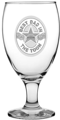 Personalised Engraved Tulip Beer Glass – Custom Name, Message or Logo – Pint Glass Gift for Mum, Dad, Birthdays, Christmas, Father’s Day – Custom Beer Glass 400ml (BEST DAD IIN THE TOON)
