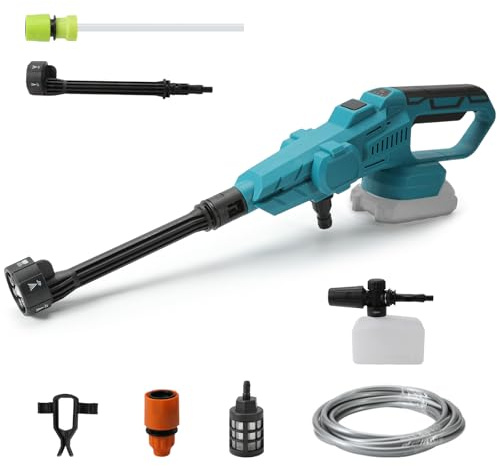 Nettoyeur Haute Pression sans Fil,pour Batterie Makita 18V,70 Bar Pistolet Haute Pression,Buse 6 en 1,Tuyau de 5 m,pour Le Nettoyage de la Cour, de la Voiture et du Sol du Jardin(Pile Non Incluse)