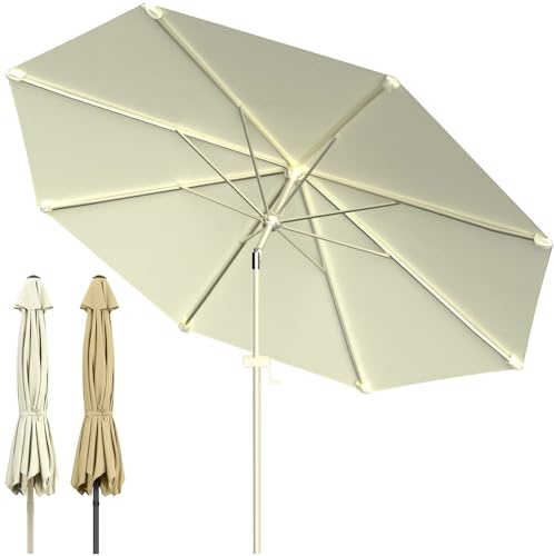 Huracan Ombrellone Ø 300 cm con manovella, ombrellone da giardino, protezione solare dai raggi UV 50+, inclinabile a 30°, ombrellone da balcone, ombrellone da mercato, senza supporto, impermeabile per