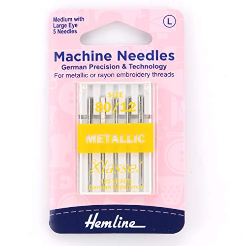 Hemline Nähmaschinennadeln für Metallgarne 80/12 (mittel)