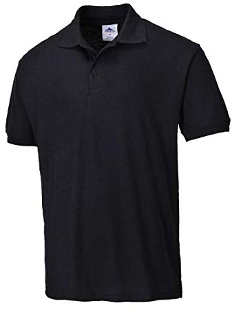 Portwest B210 Polo Naples en Piqué Poly Coton Protection UPF 40+ | Noir, 5XL, Col Et Manchettes À Côtes, Ouverture À Boutons Patte, Coutures Double Piqûre, Adapté À La Personnalisation