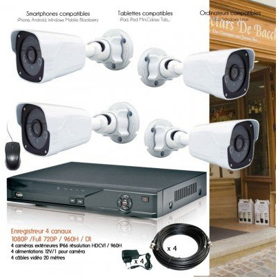 Dahua – Kit di video sorveglianza HD con 4 telecamere esterne 1080P – Kit – D25 – 4 x 2940 – nessun Hard disk