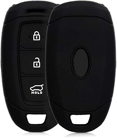 kwmobile Schlüsselhülle für Hyundai 3-Tasten Autoschlüssel Keyless Go Hülle - Autoschlüssel Schlüssel Hülle aus Silikon - Schlüsselschutz Gehäuse in Schwarz