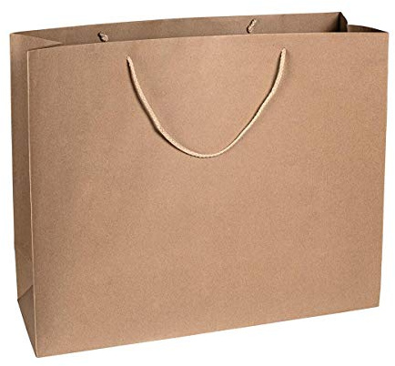 Natürlich verpacken Papiertragetasche braun, 56 x 45 x 20 cm, mit Baumwollhenkel - 12 Stück/Pack