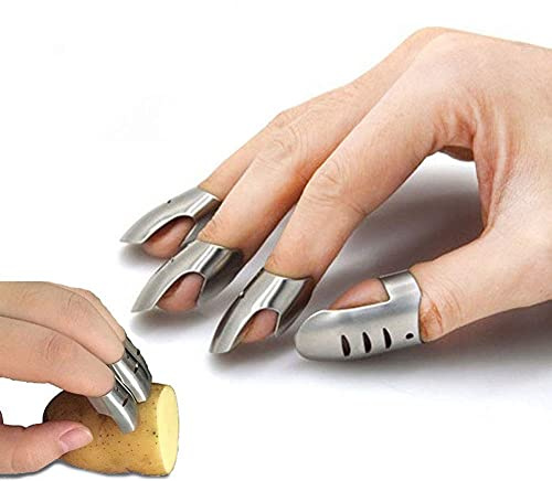 4 Pezzi Protezione per le unghie da cucina in acciaio inossidabile per principianti, appassionati di cucina