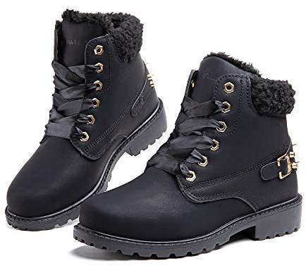 Hitmars Winterstiefel Damen Gefüttert Winterschuhe Stiefeletten Warm Winter Stiefel Kurzschaft Schneestiefel Boots Frauen Wandern Schwarz-1-1 40 EU