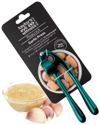 Easy to Use Garlic Press - Removes The Need to Peel, Great Go-to Kitchen Gadget for Crushing Garlic Cloves. Dishwasher Safe, Garlic Crusher Also Works with Ginger. Must Have Tool for Any Kitchen.