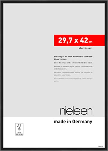 nielsen cadre photo, 29,7 x 42 cm (A3), aluminium, Noir mat, cadre affichepour accrocherau format paysage et portrait, verre synthétique, Atlanta
