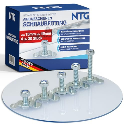 NTG Schraubfitting für Airlineschiene Set 10 Stück 15 mm - Endbeschlag | Fitting Single Endfitting für Zurrschiene - Ladungssicherung LKW Transporter Anhänger - robuste Verzurrösen Set