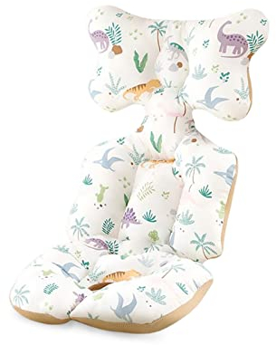 SONARIN Verdickte Sitzauflage Kinderwagen,Universal Kinderwagen Einlage Buggy Auflage Kinderwagenkissen Baumwolle Atmungsaktiv Sitzeinlage Sitzkissen für Kinderwagen Buggy Kindersitz(Dinosaurier)