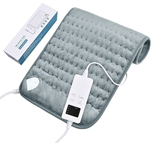 Elektrisches Heizkissen mit automatischer Abschaltung, schneller Heiztechnologie und Überhitzungsschutz, 6 Temperaturstufen, sichere Heizkissen mit 4 Arten von Timer (Grau, 30 * 60cm)