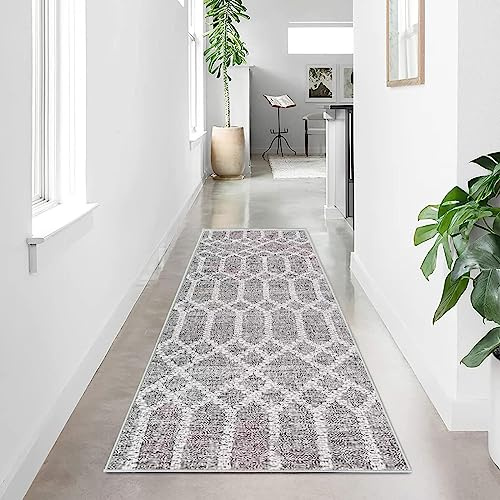 Tinyboy-hbq Teppich läufer für Flure rutschfest,Waschbar Läufer Flur Lange Weiche Kücheläufer für Schlafzimmer Flure Wohnzimmer Küche,Boho Grau,60 x 240 cm