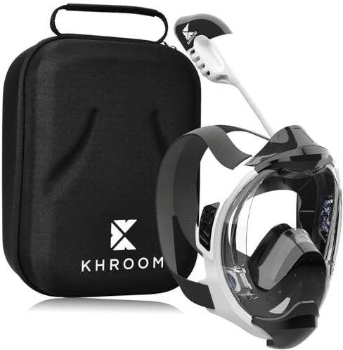 Khroom Maschera da Snorkeling sicura CO2 Maschera a Pieno facciale | Maschera Subacquea per Adulti e Bambini | Maschere da immersione | Seaview Y (S/M bianco+Softcase)