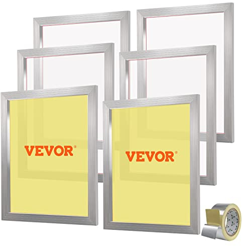 VEVOR Kit di Telaio per Stampa Serigrafica in Lega di Alluminio 50,8 x 61 cm 110 Maglie Pulizia Facile, Telaio Serigrafico 6 Pezzi per Macchina di Stampa Serigrafica Spessore 2,5cm Quantità Maglie 110