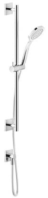 Set barra doccia Gessi Emporio 600 mm, rosetta quadrata, con gomito di collegamento a parete, con doccetta anticalcare 1 getto, 47316, Colorazione: cromo