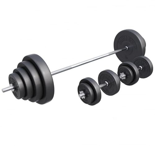 Gorilla Sports® Set Bilanciere e Dischi - 60kg, 100kg o 130kg, Ø 30 mm, Barra 170cm, con Chiusure, Zigrinato, Antiscivolo, Acciaio Cromato - Manubri, Palestra, Allenamento, Sollevamento Pesi, Fitness