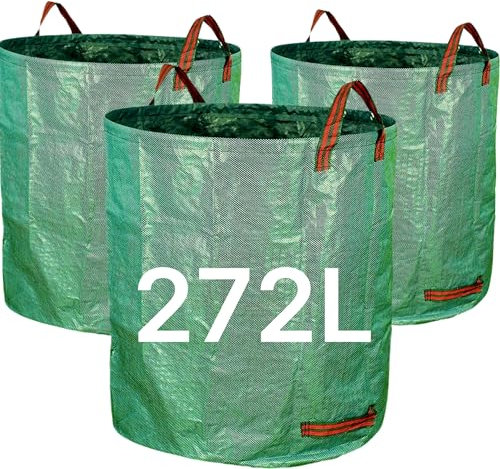 REQUISITE NEEDS Garden Waste Bags 120L / 272L / 500L - 3 Sacks PREMIUM GRADE Industrial Fabric and Handles Heavy Duty Garden/Green Waste Sacks (272 Litre - 3 PACK)