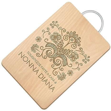 Maverton Tagliere rettangolare di legno incisione personalizzata | Battilardo con manico, gadget di legno per cucina, taglieri per aperitivi per donna, 32 x 25 cm, Nonna