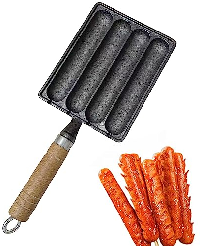 Bistecchiera in ghisa – Pentola Pre-stagionata per Salsicce grigliate – per Cottura a Salsiccia con Struttura Solida per fornelli a induzione, fornelli a Carbone e Altri fornelli