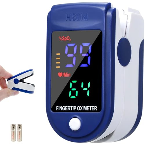 Finger Pulse Oximeter x2 AAA Batteries (INCLUDED) Lanyard, Heat Rate Blood Oxygen Saturation Blood Oxygen Monitor, SPO2 Fingertip Pulse Oximeter by TradeProvider