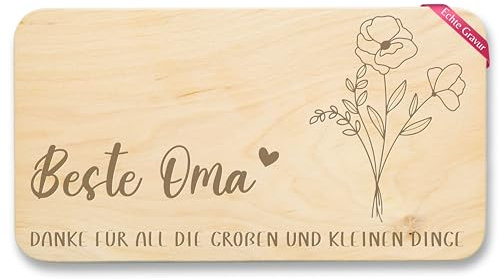Shirtracer Frühstücksbrettchen Holz - Frühstücksbrett - Danke Oma Geschenke - Dankeschön Geschenkidee Omi Weihnachten Geburtstag - 22x12 - Holz - zum omas brettchen für großmutter großmütter