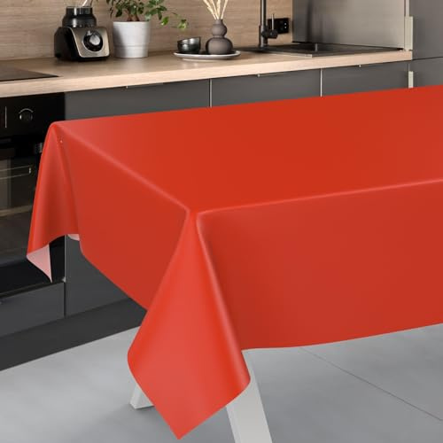 ANRO Wachstuch-Tischdecke Tischdecke abwaschbar Wachstuch Garten-Tischdecke Outdoor Indoor 160x120cm Schnittkante Rot Wachstuchtischdecke Wachstischdecke wasserabweisend Gartentischdecke