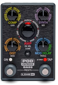 Line 6 POD Express Bass Amp & Effects Processor with 7 Amp Models, 16 Effect Models, 21 Presets and Simple Controls, Ultra-Portable Lightweight Design