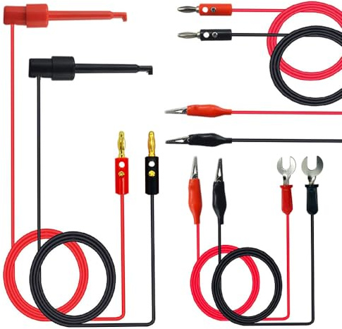 Senvenelec (3 jeux) - Câble de test de prise banane de 4 mm - Clip de test crocodile de 6 mm - Câble de test universel pour multimètre - Câble de 1 m.