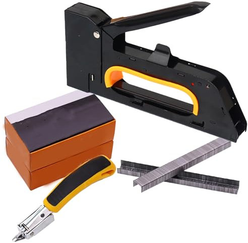 Purzen Tackerpistole, manuell, Heavy Duty mit Hefterentferner und 4800Pcs 1008F Türnägel zum Fixieren von Material, Dekoration, Tischlerei