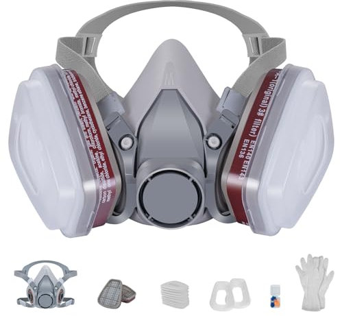 TILSWALL Reusable Respiratory Mask, Dust Resistant Gas Mask with A1P2 Filter is Perfect for Spray Painting, Gunning, Woodworking, Pesticide Spraying, Chemical, DIY