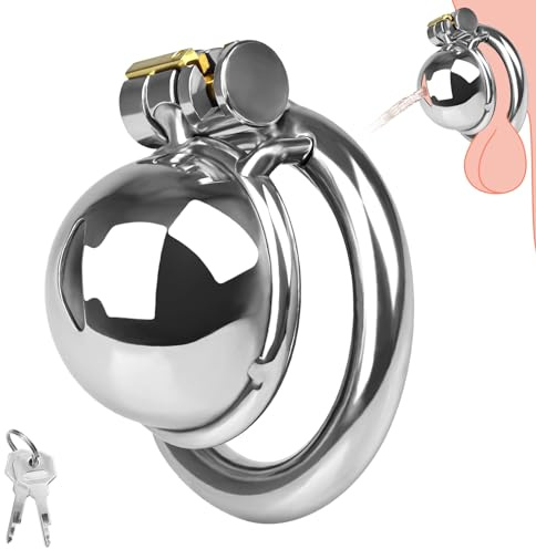 SXOVO Edelstahl Chastity Cage Herren Keuschheitskäfig Klein Peniskäfig aus Metall Cock Cage für Sklave Fetisch Extrem Penis Bondage SM Chastity Sexspielzeug für Männer (Ring 45mm)