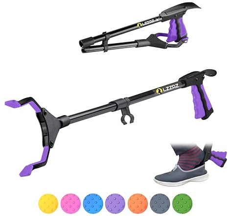 LZZAZ Ramasse-litière de qualité supérieure de 81,3 cm avec chausse-pied, bâton de préhension polyvalent pour aide à la mobilité réduite, aide aux personnes handicapées, aide à la main et