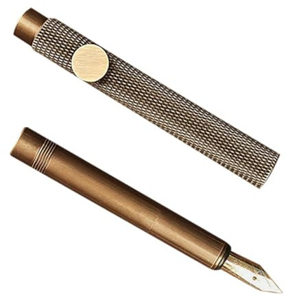 STOBOK Portable Brass Fountain Ink Pen Retro Writing Calligraphy Pen Smooth Refillable for Artist Students School Home Office
