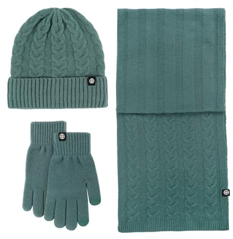 3 Stücke Damen Winter Mütze Schal Handschuhe Und Socken Set Verdickte 3-Teilige Wintermütze Schlauchschal Gestrickte Weiche 3 In 1 Set Touchscreen Handschuhe Winter Warme Elegant Weihnachten Geschenk