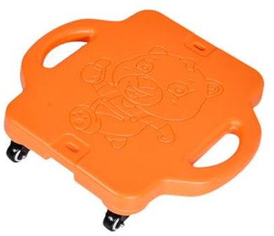 Aymzbd Scooter Board with Handles Kids Sitting Scooter Board with Swivel Rollers Portable Square Plastic Floor Scooter for Kids Children Physical Education Home Use, Indoor Outdoor Activities, Orange