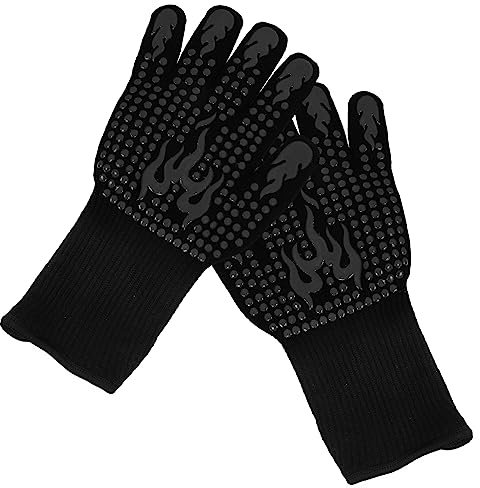 BEBEMOKO Gloves Insulated Silicone Oven Gloves Black Kitchen Microwave Double Oven Mitts
