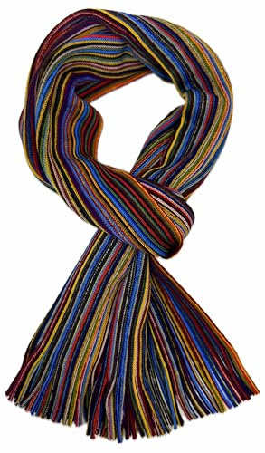 Rotfuchs Wollschal Strickschal Herrenschal Unisex 100% Wolle Merino Extrafein Gestreift Bunt Mehrfarbig Made in Germany