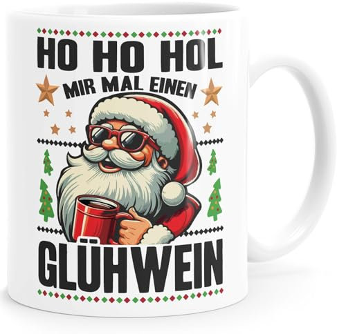 MoonWorks® Tasse Weihnachten Spruch Glühwein Santa Weihnachtsmann Geschenkidee Glühweinbecher Weiss standard