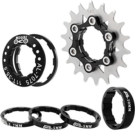 Courtieyeardceastea Single Speed Cassette Spacers Freewheel Sprocket Adapter Bicycle Black