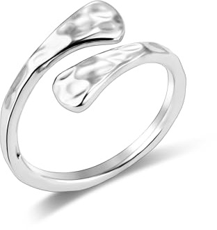 ALEXCRAFT 925 Sterling Silver Rings for Women Lady, Hypoallergenic Curved Open Rings Small Wide Dome Flat Ring Thumb Finger-Rings Adjustable Sterling Silver Ring Women Men Unisex Jewelry Gifts