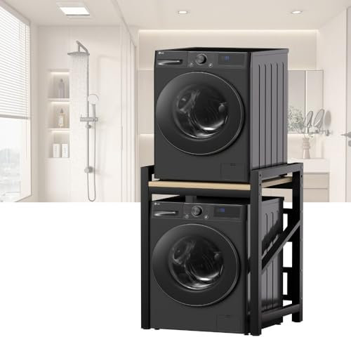 WPPTNSFY Armario para Lavadora y Secadora, Mueble Lavadora Secadora Exterior, Encimera Lavadora y Secadora, Ajustable en Altura de 3 Niveles, para Baño, Cocina 73X63X105 CM