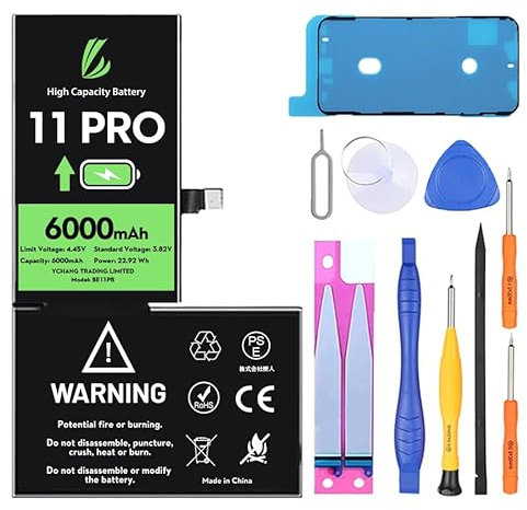LL TRADER Batterie pour iPhone 11 Pro, 6000mAh Batterie Lithium ION Haute capacité avec Outils de réparation