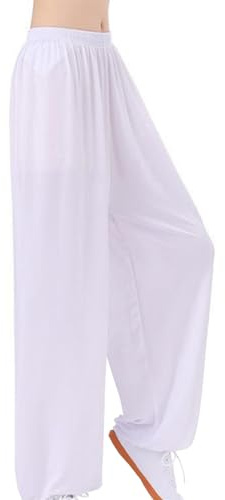 Générique Pantalons de Tai-chi Arts Martiaux Chinois Chenjiagou Larges Knickerbocker Uniforme Gracieux pour Homme Et Femme Tai Chi Pantalon Convient pour Les Hommes Et Les Femmes,Blanc,3XL