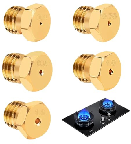 JEYORZY 5 Pcs Boquillas de Propano Butano, Conjunto Inyector Quemador, Inyectores Cocina Gas Butano Conversión Repuesto, Inyectores Cocina Gas Butano Boquilla de Repuesto, Chorros de Gas